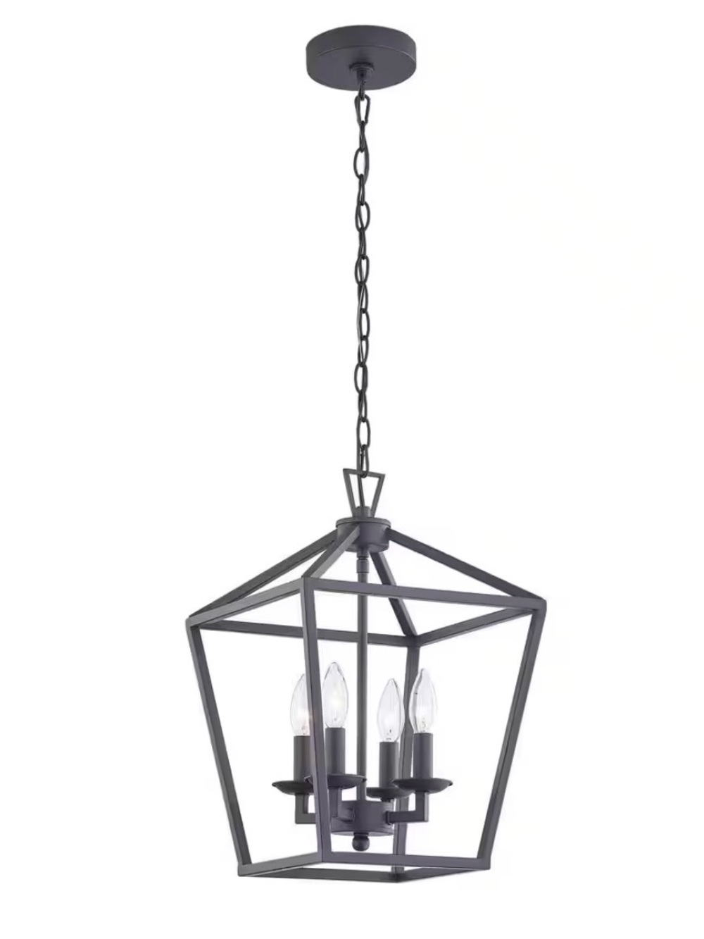 Modern Black Cage Pendant Chandelier - 4-Light